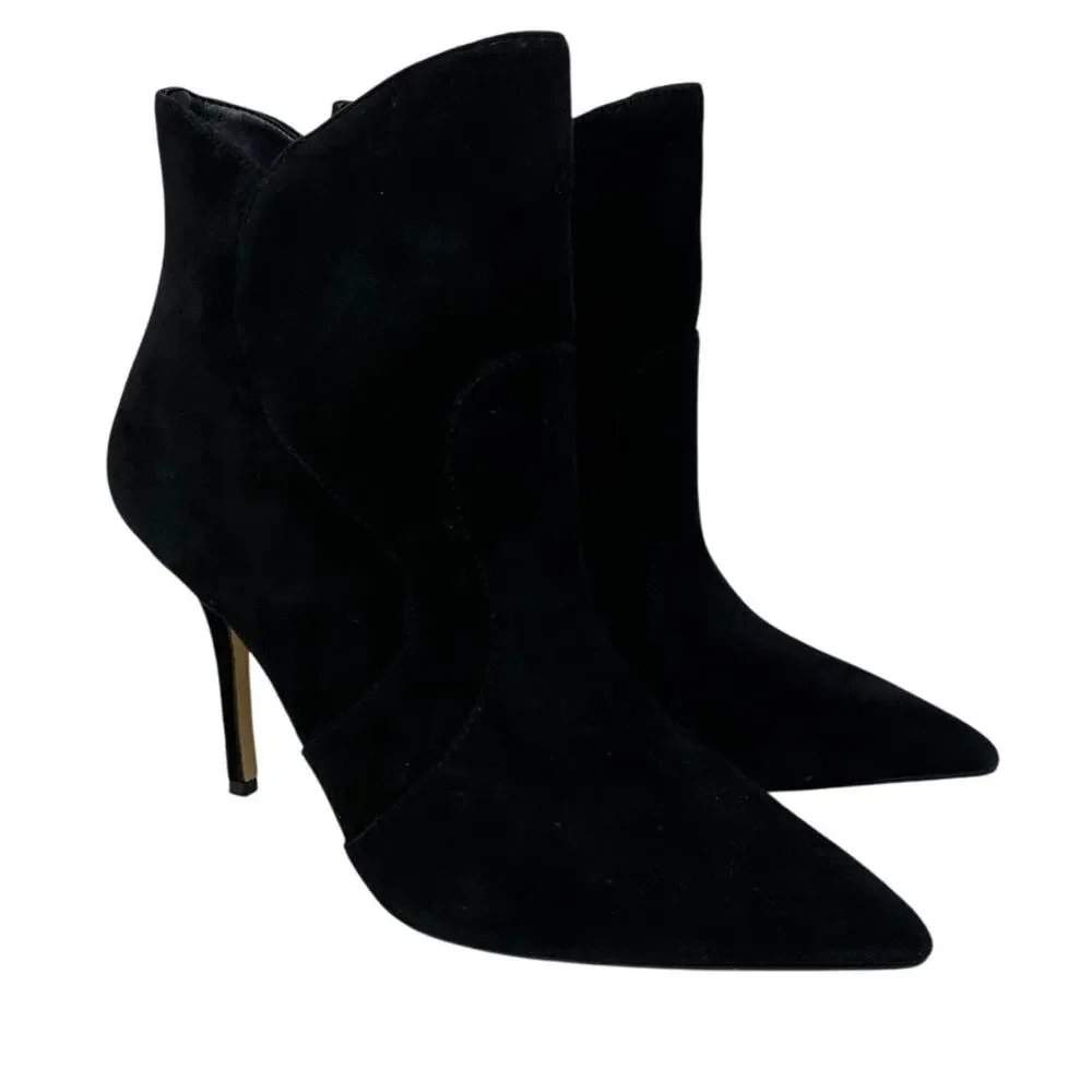 Gianni Bini Remmee Pointed Toe Booties Womens Size 7.5 Black Suede Leather